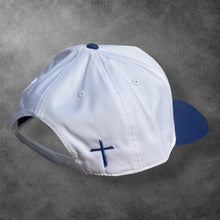 Load image into Gallery viewer, WR Globe Snapback - White / Royal Blue