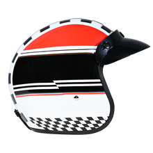 Load image into Gallery viewer, DOT Approved Daytona Cruiser Open Face Motorcycle Helmet - Men, Women & Youth - With Visor & Graphics - W/ Daytona Classic