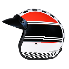 Load image into Gallery viewer, DOT Approved Daytona Cruiser Open Face Motorcycle Helmet - Men, Women & Youth - With Visor & Graphics - W/ Daytona Classic