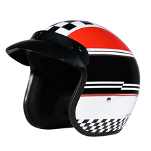 Load image into Gallery viewer, DOT Approved Daytona Cruiser Open Face Motorcycle Helmet - Men, Women & Youth - With Visor & Graphics - W/ Daytona Classic