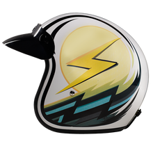 Load image into Gallery viewer, DOT Approved Daytona Cruiser Open Face Motorcycle Helmet - Men, Women & Youth - With Visor & Graphics - W/ Lightning