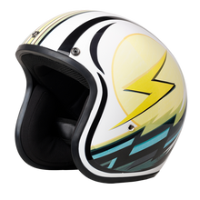 Load image into Gallery viewer, DOT Approved Daytona Cruiser Open Face Motorcycle Helmet - Men, Women & Youth - With Visor & Graphics - W/ Lightning