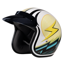 Load image into Gallery viewer, DOT Approved Daytona Cruiser Open Face Motorcycle Helmet - Men, Women & Youth - With Visor & Graphics - W/ Lightning