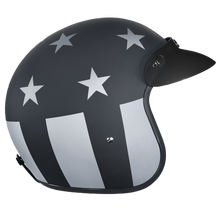 Load image into Gallery viewer, DOT Approved Daytona Cruiser Open Face Motorcycle Helmet - Men, Women & Youth - With Visor & Graphics - W/ Captain America Stealth