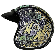 Load image into Gallery viewer, DOT Approved Daytona Cruiser Open Face Motorcycle Helmet - Men, Women & Youth - With Visor & Graphics - W/ Money