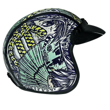 Load image into Gallery viewer, DOT Approved Daytona Cruiser Open Face Motorcycle Helmet - Men, Women & Youth - With Visor & Graphics - W/ Money