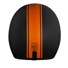 Load image into Gallery viewer, DOT Approved Daytona Cruiser Open Face Motorcycle Helmet - Men, Women & Youth - With Visor & Graphics - W/ Orange Pin Stripe