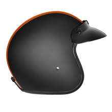 Load image into Gallery viewer, DOT Approved Daytona Cruiser Open Face Motorcycle Helmet - Men, Women & Youth - With Visor & Graphics - W/ Orange Pin Stripe