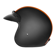 Load image into Gallery viewer, DOT Approved Daytona Cruiser Open Face Motorcycle Helmet - Men, Women & Youth - With Visor & Graphics - W/ Orange Pin Stripe