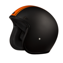 Load image into Gallery viewer, DOT Approved Daytona Cruiser Open Face Motorcycle Helmet - Men, Women & Youth - With Visor & Graphics - W/ Orange Pin Stripe