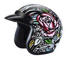 Load image into Gallery viewer, DOT Approved Daytona Cruiser Open Face Motorcycle Helmet - Men, Women & Youth - With Visor & Graphics - W/ Tribal