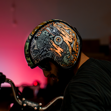 Load image into Gallery viewer, DOT Approved Daytona Cruiser Open Face Motorcycle Helmet - Men, Women &amp; Youth - With Visor &amp; Graphics - W/ Money
