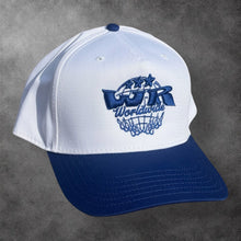 Load image into Gallery viewer, WR Globe Snapback - White / Royal Blue
