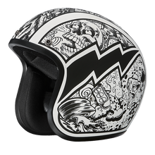 Load image into Gallery viewer, DOT Approved Daytona Cruiser Open Face Motorcycle Helmet - Men, Women &amp; Youth - With Visor &amp; Graphics - W/ Graffiti
