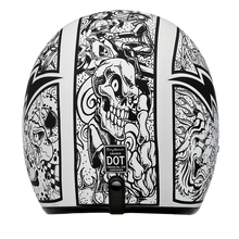 Load image into Gallery viewer, DOT Approved Daytona Cruiser Open Face Motorcycle Helmet - Men, Women &amp; Youth - With Visor &amp; Graphics - W/ Graffiti
