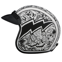 Load image into Gallery viewer, DOT Approved Daytona Cruiser Open Face Motorcycle Helmet - Men, Women &amp; Youth - With Visor &amp; Graphics - W/ Graffiti
