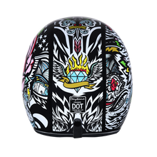 Load image into Gallery viewer, DOT Approved Daytona Cruiser Open Face Motorcycle Helmet - Men, Women &amp; Youth - With Visor &amp; Graphics - W/ Tribal
